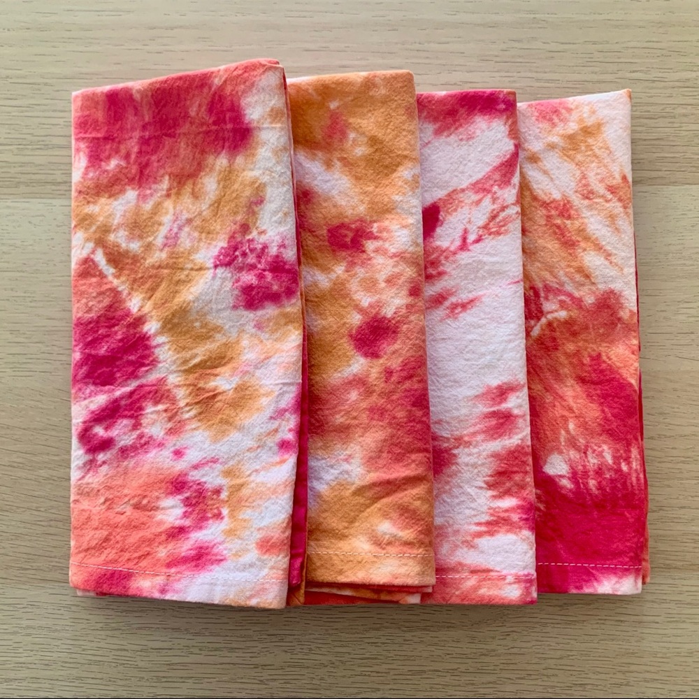 set of four sunset tie dye napkins